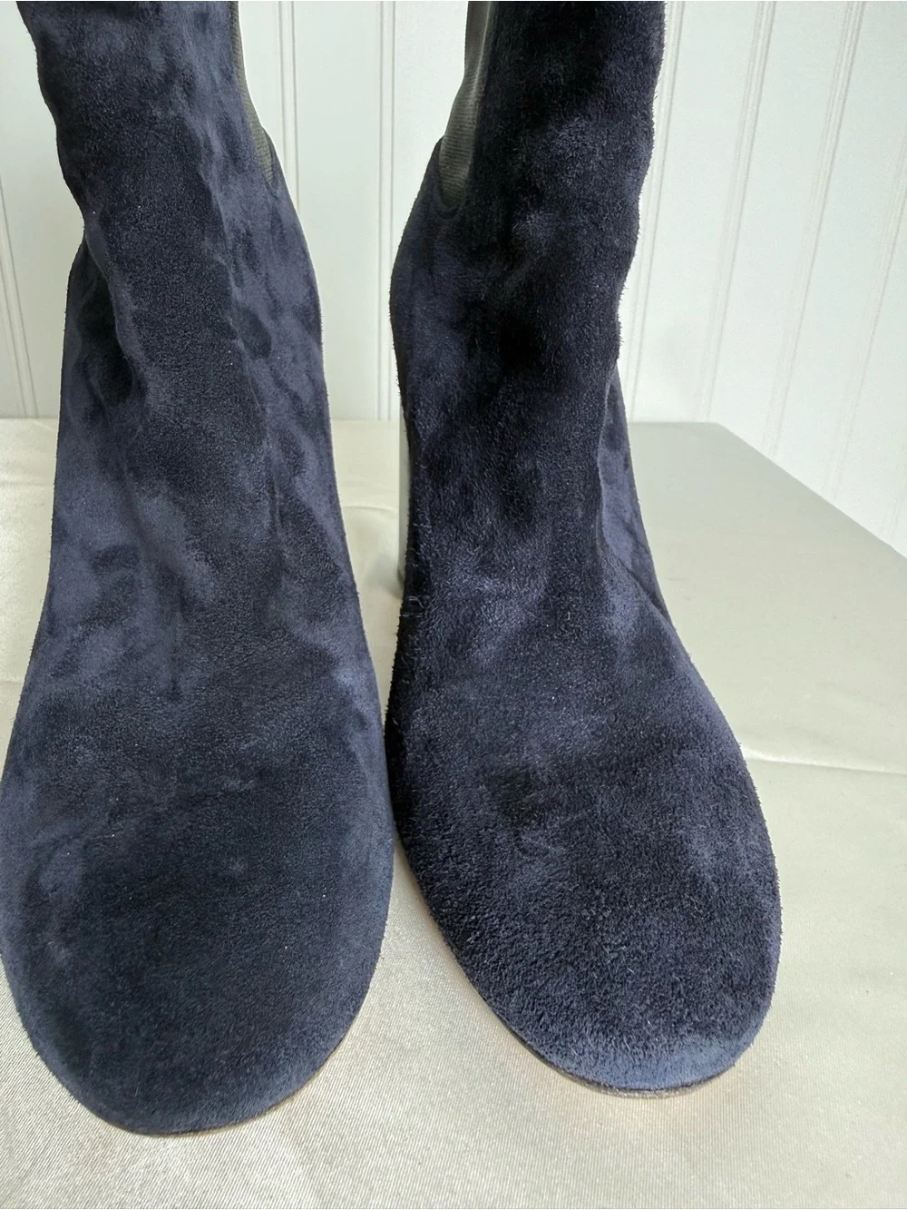 Rag & Bone Hazel Navy Suede Chelsea Ankle Boots Block Heel Size 39